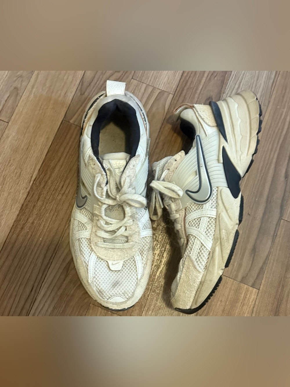 Nike women’s  Cream/Tan Athletic Sneakers with Black Accents